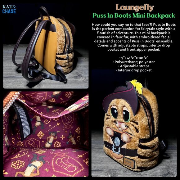 Loungefly Shrek Puss in Boots Cosplay Mini Backpack Cat Dreamworks Movie Tv - Picture 5 of 12